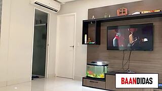 Brazilian babe teases wet pussy fuck