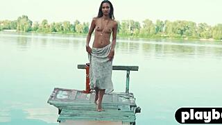 Perfect ass european milf kenya poses outdoor exposing beautiful natural body!