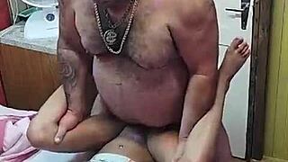 Young Babe with Tight Pussy Gets Deep Ass Fuck from Old Man in Garage!