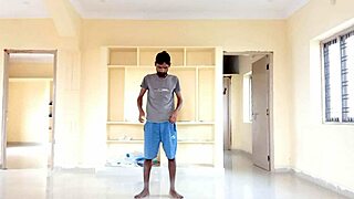 Rajesh Playboy 993 strips, spanks dick, moans, and cums in a cup