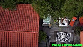 Drone spies on lesbians outdoors