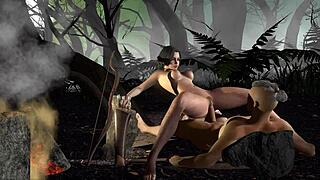 Brunette Girl Riding Dick In The Forest