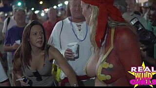 slutty street flashing at fantasy fest, oops I got caught!