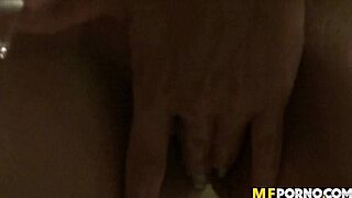 Oiled ebony zoey sinn teases big tits in lingerie with wet pussy toys