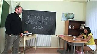 exotic teen handles an old man's big cock with skill. their interracial encounter unfolds with raw intensity.