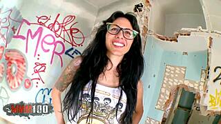 I watched hot busty spanish babe with tattoos get blowjob and fucking from kevin white, cumshot on big tits.