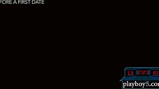 big breasted euro babe exposes shaved tits while getting ready for solo show