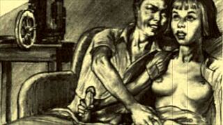 Vintage erotic drawings from antique anime collections