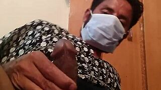 Hot Gay Masturbation in Wife's Silk Gown