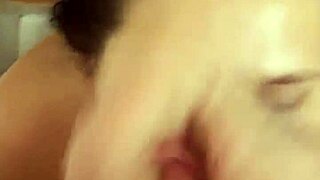 she sucks his monster cock hard, getting face fucked