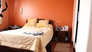 The maid's husband watches me dress for work while jerking off. My big Latina ass drives him wild in our homemade clip.