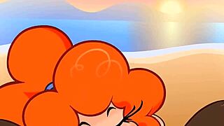 peachypop34 big ass riding at sunset beach