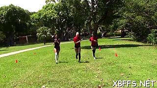 Bff babes get wild on a jock