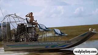 Lovely babes encounter cranky crocodiles outdoors