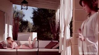 Blonde brunette redhead milfs kissing and masturbating with toys