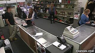 Hidden camera captures amateur action at xxx pawn shop