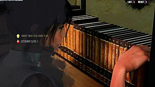 lara croft explores with shower head. hot girl caught in solo female scene in 3d anime game.