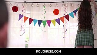 Teen fucked by stepbrother and stepsister on birthday