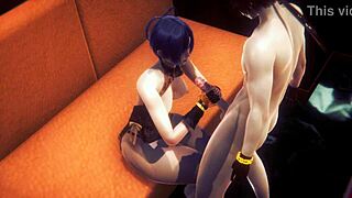 just another day with genshin impact hentai, xianglin giving uncensored handjobs and anal