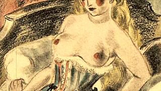 vintage erotic illustration from antique comic hentai
