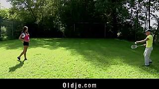 Teen Enjoys Anal Sex with Grandpa and Swallows Juicy Cock