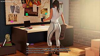 lara croft explores with shower head. hot girl caught in solo female scene in 3d anime game.