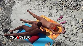 beach voyeur sugardaddy just chilling with a hot teen blonde