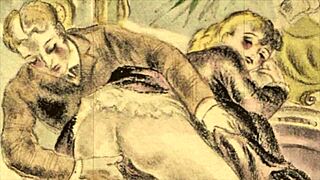 vintage erotic illustration from antique comic hentai