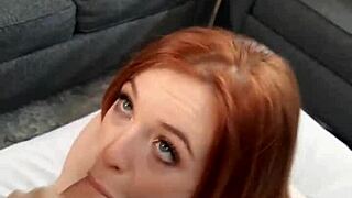 wow, caught this horny redhead cutie riding big cock during phone sex! 😍