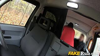 Horny Female Taxi Driver Enjoys Anal with Handsome Backseat Passenger