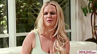 Married man has sex with his wife and their blonde neighbor with big natural tits