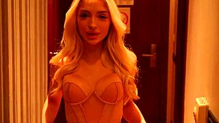 shiny lily spies on aurora bitch masturbating and joins her first lesbian time