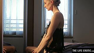 Natural Beauty Strokes Hairy Pussy with Jiggling Tits