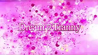 Cute tgirl Maira Dimov spit roasted and creampied hard