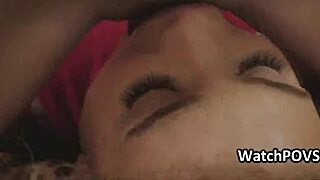 Doublehead dildo fucks pussy in public restroom