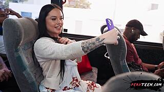 Wow! Sneaky teen sex on a public bus!