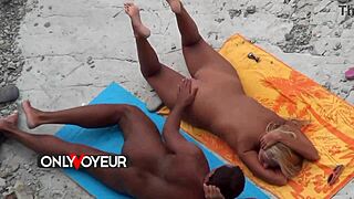 beach voyeur sugardaddy just chilling with a hot teen blonde