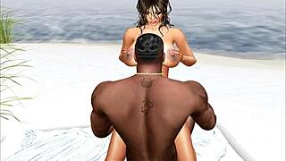 Sweet brown sugar enjoys public sex behind a dune at the beach