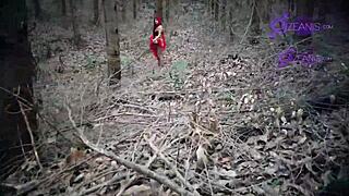 teen tatiana morales in little red riding hood cosplay gets oral from big wolf cock