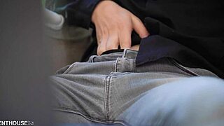 Wow, brunette sarah cute catches him jerking off and rides his cock reverse cowgirl!