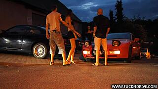 European teen takes a test drive in the car