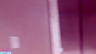 Security guard spots me, makes me suck his big black cock, cums in my pussy in the bathroom