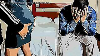joven esposa es follada por el jefe de su marido al frente de el y lo disfruta netorare parte 2 - cartoon