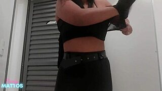 Big tits blonde gets doggy style in public bathroom