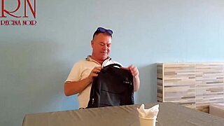 Naked waitress lets guest eat from her navel in restaurant.