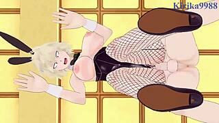 Mitsuki Bakugo and Kyoka Jiro have bunny girl sex with Izuku Midoriya.