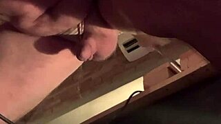 fat white gay sissy spills cum as the machine pounds him deep