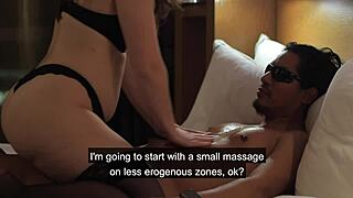 masseuse bends rules for blind client with oiled sensual massage