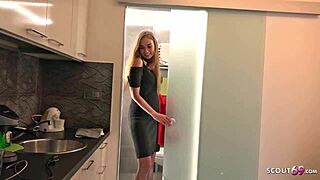 german scout convinces fashion teen model liza into anal for cash