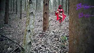 teen tatiana morales in little red riding hood cosplay gets oral from big wolf cock